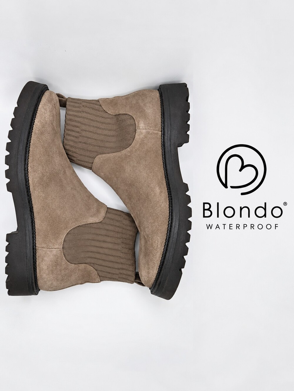 Blondo Hallie Waterproof Suede Chelsea Lug Boots Dark Taupe Size 10M